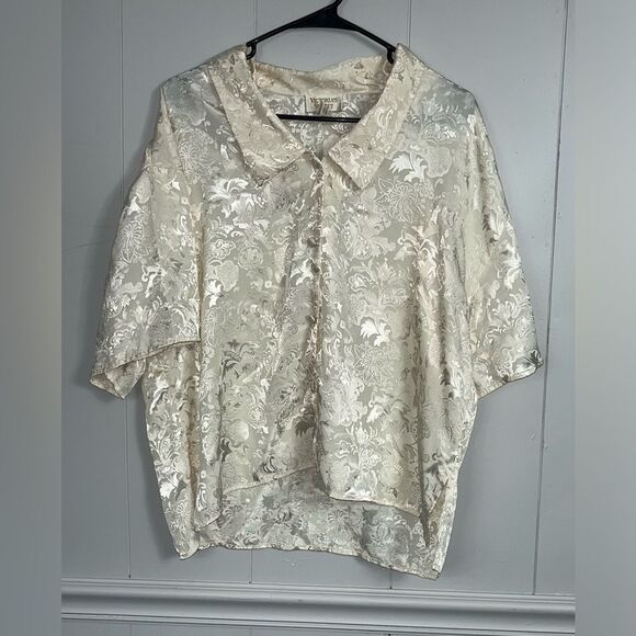 Vintage Gold Label Victoria’s Secret Floral Button Down Night Shirt Size Large - Picture 3 of 7